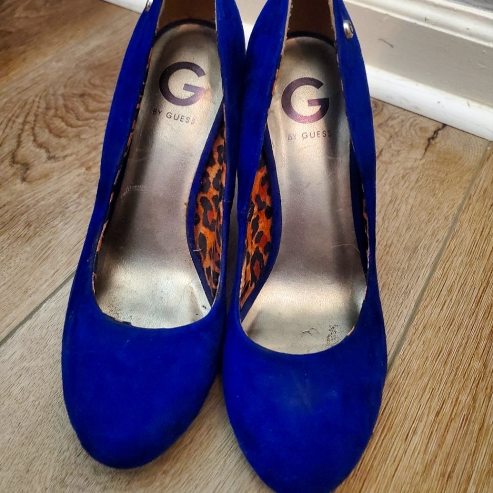 Women Blue Closed Toe Guess High Heels